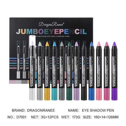 12Pcs Highlighter Eyeshadow Pencil Set Waterproof Glitter Eye Shadow Lying Silkworm Makeup Pigment Cosmetics White Eyeliner Pen