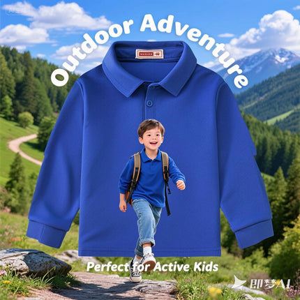 Autumn new boys'  and girls 1-14 years old long sleeved polo shirt T-shirt solid color casual top