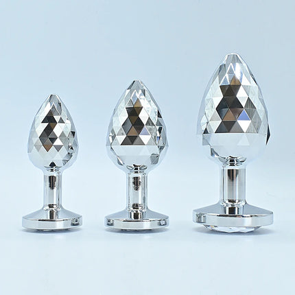 Silvery Stainless Steel Diamond Surface Anal Plug Dildo Crystal Base Butt Plug Analplug Sex Toys For Woman Adult Toys Anal Toys