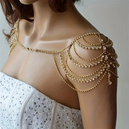 Sexy multi-layer classical tassel rhinestone shoulder chain banquet party women's body chain jewelry