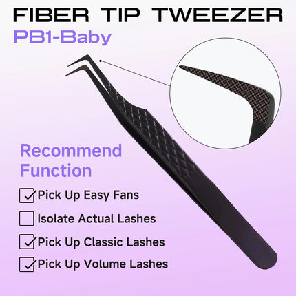 Fiber Tip Lash Extension Tweezer, Titanium Black Eyelash Nano Tip Tweezer for Lash Tech Supplier
