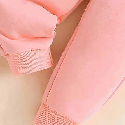 Newborn baby girl's English printed fleece hoodie and sporty casual pants are suitable for outdoor use