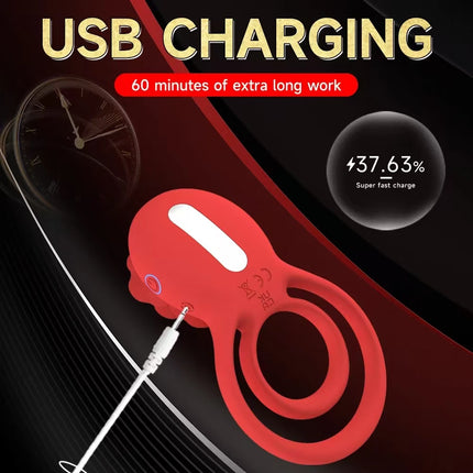 Vibrating Cock Ring with Rose Clitoral Stimulator Pleasure Penis Ring Vibrator 7 Vibration Couples Adult Sex Toys for Men Women