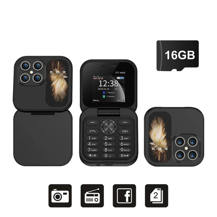 2025 Hot Sale SERVO i17Mini 2G Small Flip Mobile Phone 2 SIM Speed Dial Magic Vioce MP3 Flashlight Mini Fold Cellphone FM Radio