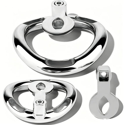 QKKQ Stainless Steel Sissy Men Flat Chastity Cage With Urethral Orifice Loyalty Belt Penis Bondage Adult Game For Men Asceticism