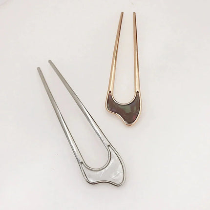 Fashion Luxury Hair Clips Silver Gold Hair Accessories Elegant Enamel Hairpin For Women Metal U Shape Hair Stick Alloy Ornament