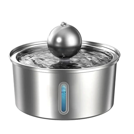 3.2L Stainless Steel Pet Water Fountain with Ball Water-Level Window Ultra-Quiet Cat Dispenser  Automatic Drinking Feeder Bowl