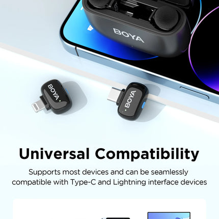 Boya mini Wireless Lavalier Microphone for iPhone Android Smartphone PC Computer , Vlogging TikTok YouTube Content Creators