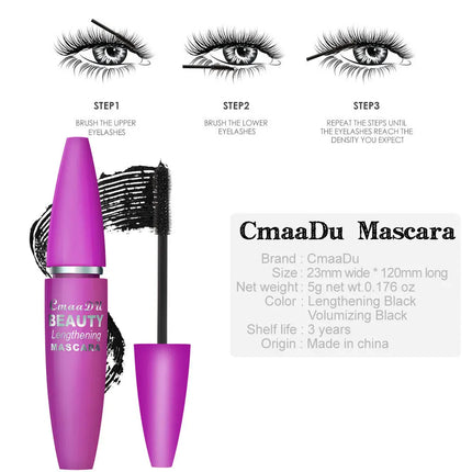 Volumizing Mascara Waterproof Lengthen Curl Quick Drying Smudge Proof Natural Fiber Lash Enhancer 4D Effect Makeup