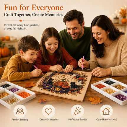 Halloween Ghost Pearl Art DIY Kit, Spooky Cute 3D Painting Crafts for Adults, DIY Fall Home Decor Wall Art,  DIY Party Gift