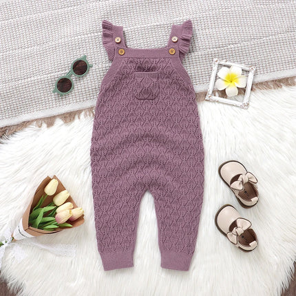 Baby Girls Knit Rompers Sleeveless One Piece Newborn Infant Solid Jumpsuits 0-18m Toddler Spring Autumn Outfits Children Clothes