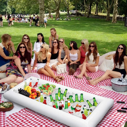 Inflatable Ice Tray Outdoor Picnic Camping Inflatable Chilled Fruit Salad Plate Portable Inflatable Ice Bucket Ice Bar Ice Tank