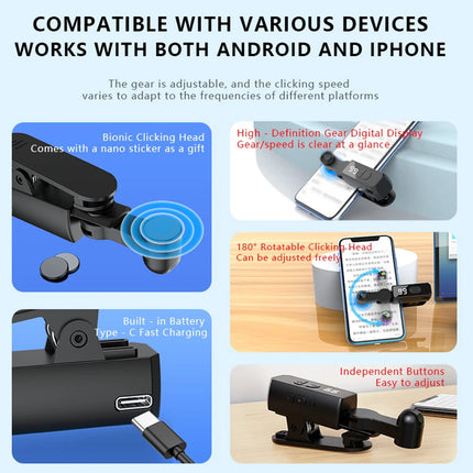 Auto Screen Clicker for Smart Phone Apps Video Record Remote Triggers Clicker for Game Live Broadcasts Phone Screen Touch Tapper