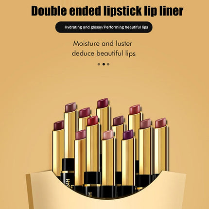 1Pc DNM Double-Ended Lip Liner And Lipstick Set High-Pigmented Long-Lasting Waterproof Non-Stick Valentine's Day Makeup Gift