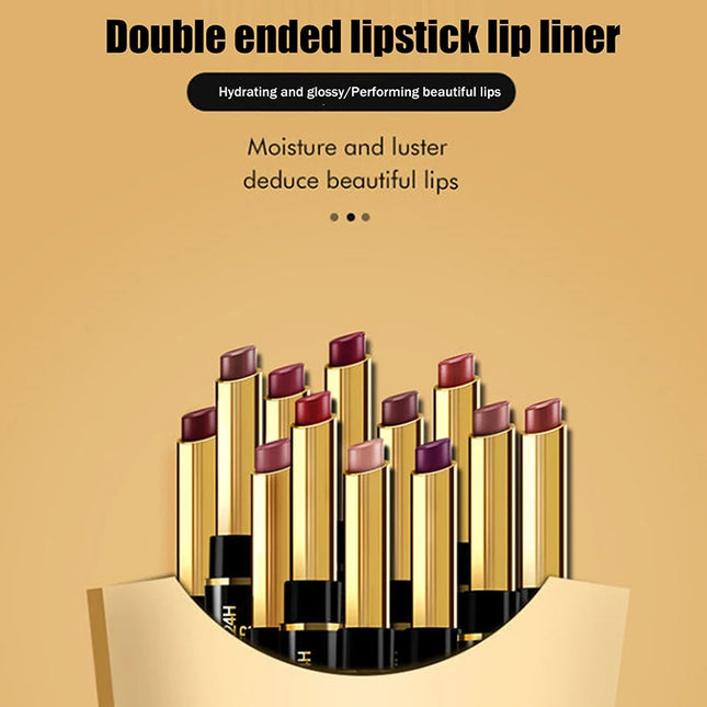 1Pc DNM Double-Ended Lip Liner And Lipstick Set High-Pigmented Long-Lasting Waterproof Non-Stick Valentine's Day Makeup Gift