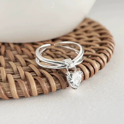 VENTFILLE 925 Sterling Silver Flower Lace Ring Korean Fashion Opening Inlaid CZ Adjustable Rings Valentine's Day Gift