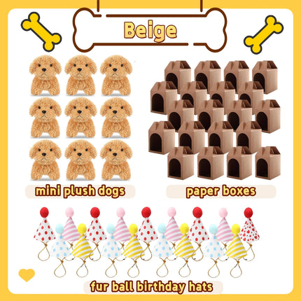 6-20Set Mini Plush Puppy Stuffed Dogs Adopt A Pet Dog Set with Paper Boxes Animals Bulk for Birthday Animal Theme Party Favors