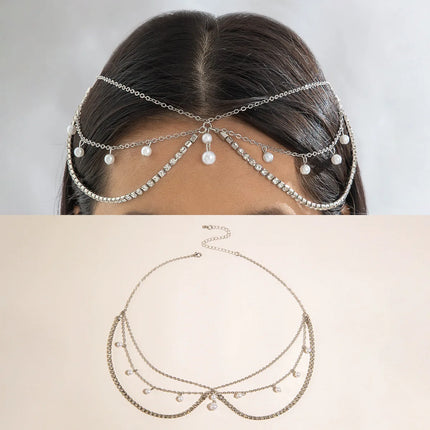 Bohemia Headband Shell Crystal Hair Accessory Chain Jewelry Women Metal Head Chain Headpiece For Party