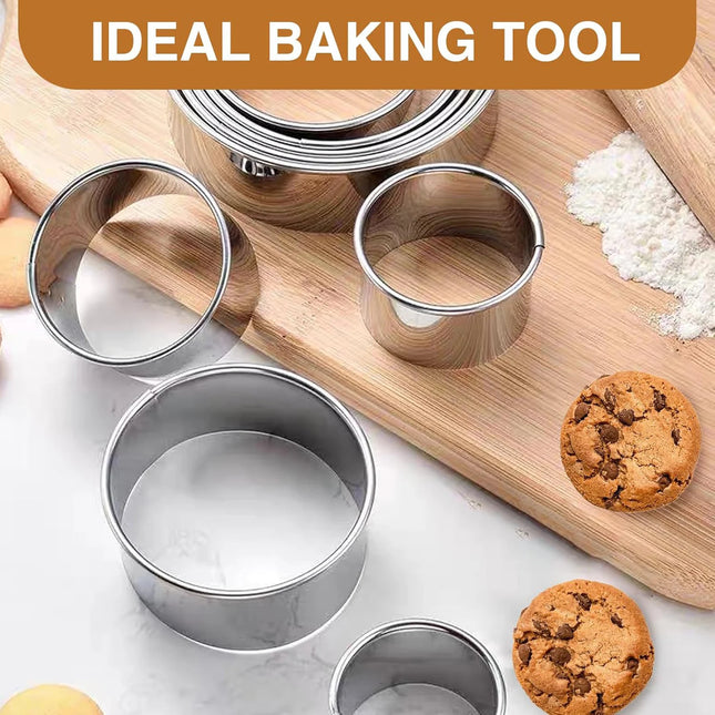 6PCS Stainless Steel Round Cookie Mold DIY Biscuit Cutter Dumpling Skin Cutting Mould Pastry Cake Baking Tool Kitchen Gadget