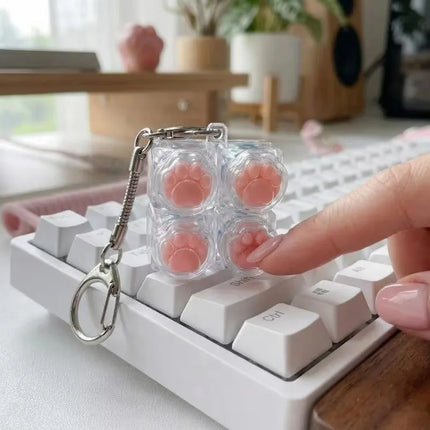 Fingertip Decompression Toy Keys Silicone Soft Cat Paws Keychain Key Ring Mobile phone Pendant Accessories Keyboard Tapping