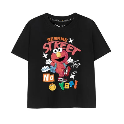Sesame Street Cookie Monster Print Kids T-shirt Summer Casual Cotton Short Sleeve Boys Girls Cartoon Tee