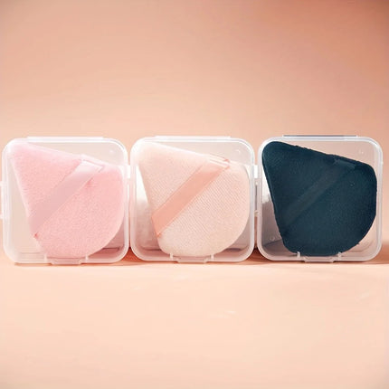 2/6Pcs Velour Puff & Fan Set w/Ergonomic Case | Hydrophilic Blenders for Cream/Powder | Multi-Color Travel Makeup Kit