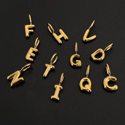 eManco Stainless Steel Gold-plated Charms Modern Style 3D Bubble Alphabet Elements DIY Necklace Bracelet Jewelry Making