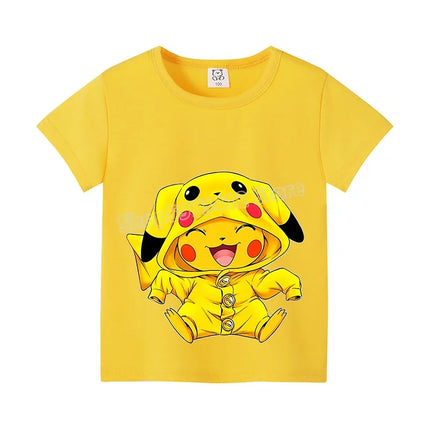 Pokemon Pikachu Boy Girl T Shirt Cute Cartoon Baby Clothes Squirtle Gengar T-Shirts Charmander Eevee Print Tees Kids Summer Tops