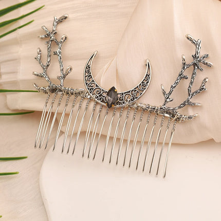 Witch Fairy Crystal Crescent Moon Twigs Branch Amethyst Haircomb Forest Woodland Hairclip Hairpin Faerie Hair Jewlery for women