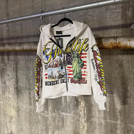 Statue of Liberty Hoodies Women European And American Street Y2k Hip Hop Grunge Punk Rock Sweatshirt Best Sell Casual Hoodie
