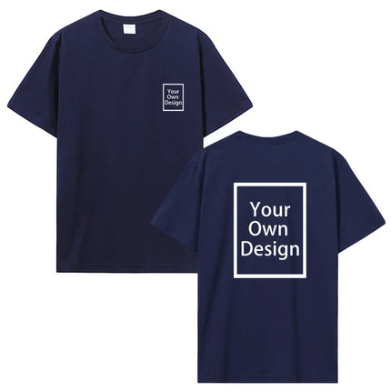 Custom Cotton Customized Print Short Sleeve T Shirt Men Women Tops Tees DIY Your Like Photo Or Logo Cotton T-shirt Men Clothing