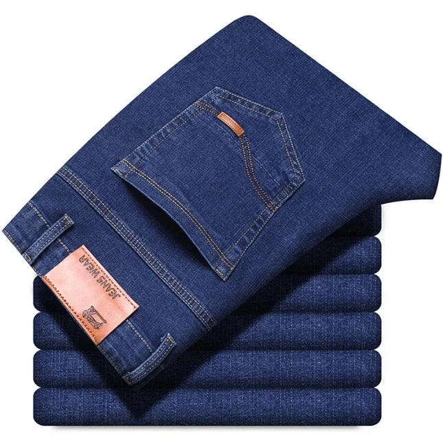 Spring Autumn New Mens Black Blue Pants Pure Color Stretch Jeans Street Casual Slim Fit Trousers Male Wash Skinny Jeans for Men