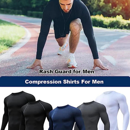 Spider Print Long Sleeve Compression Shirts for Men Gym Workout Rash Guard Undershirts Baselayers Athletic Quick Dry Tees Tops