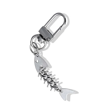 Fish Bone Keychain Funny Fishing Key Pendant Backpack Car Key Ring Hanging Jewelry Decoration Fisherman Gift