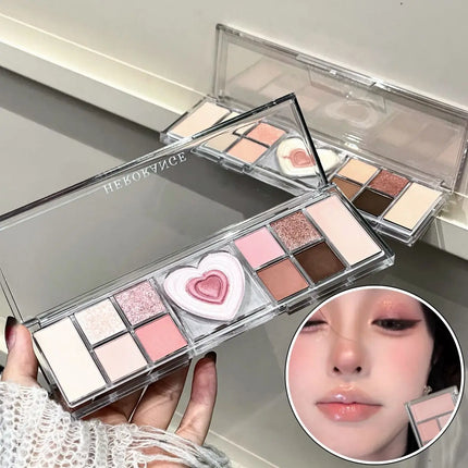 12-Color Tea Apricot Eye Makeup Palette Low Saturation Eyeshadow Palette Pearlescent Matte Shimmer Earth Color Eye Shadow Beauty