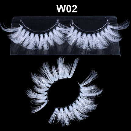 1 Pair Long White Eyelashes 3D Dramatic False Colored Cosplay Lashes  Fluffy Dense Fake Lashes  25mm Eyelash Extension Suppliers