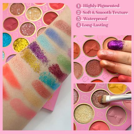 72-Color Pink Eyeshadow Palette, Matte Shimmer & Glitter Blush Tones, Complete Rose Gold Mauve Makeup Set for Daily Party & Gift