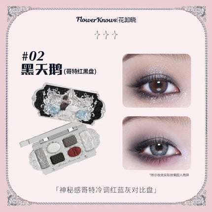 Flower Knows Strawberry Rococo Moonlight Mermaid Jewel Eyeshadow Palette 5 Colors Pearlescent Mashed Potatoes 2023