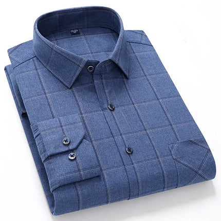 Pure Cotton Men's Plaid Shirt Long Sleeve Regular Fit Men Casual Oversized Shirt Leisure Autumn Male Blouse New Plus Size