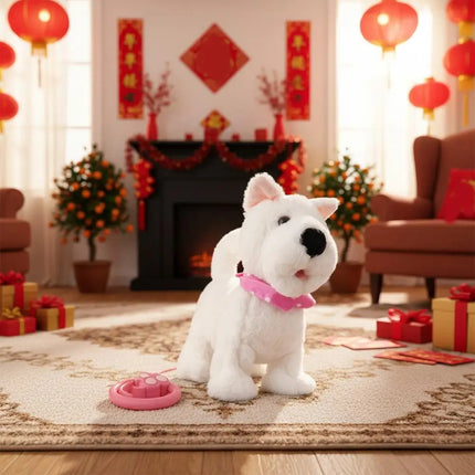 Fashion Simulated Puppy Doll Interactive Walking Simulated Puppy Tail Wagging Barking Walking Dog Toy for Indoor and Outdoor Use