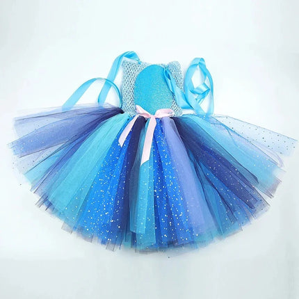 Girls Alien Cartoon Animal Fancy Tutu Dress Sparkly Blue Monster Stich Costumes for Baby Kids Halloween Outfit with Ears Hairbow