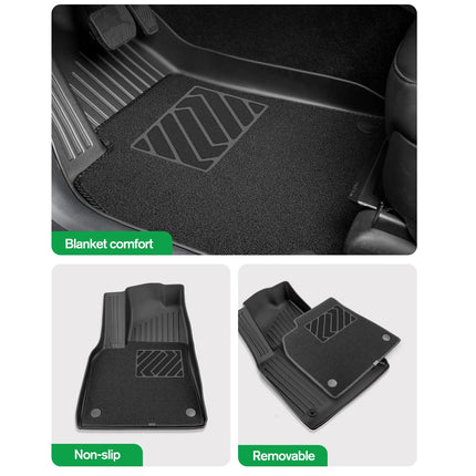 For New Tesla Model Y Launch 2025+ Juniper 2025+ TPE Floor Mats & Cargo Liner, All Weather Trunk Mats Floor Liner Backrest Mats