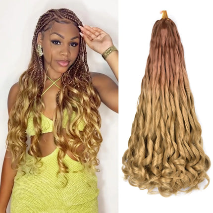 French Curl Braids Hair 22“Loose Wave Bouncy Synthetic Spiral Curls Braiding Hair Extensions Ombre Pre Stretched Hair For Women