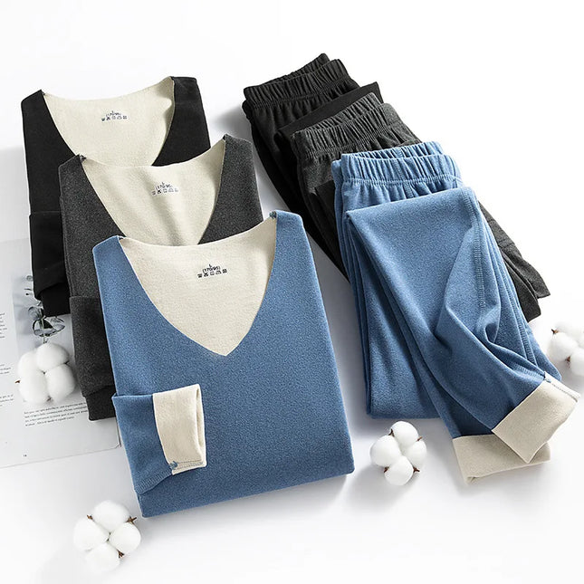 Women's Thermal Underwear Men Double-sided Fleece Seamless Thermal Clothing Warm Lingerie Set Winter Clothes Women 2 Piece Sets