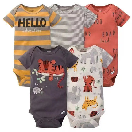 5pcs/set Cotton Soft Comfortable Baby Bodysuits Short Sleeve One-Pieces for Newborn Infant Summer Bebe Clothes Baby Shower Gifts