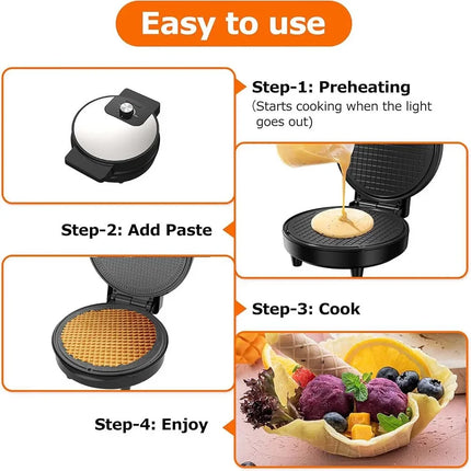 220V Household DIY Ice Cream Cone Machine, Breakfast Crisp Reel Machine 1000W Electric Cake Pan Pancake Machine