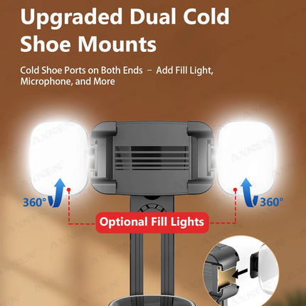 AI Auto-Tracking Phone Gimbal 360° Rotating Face Tracking Stabilizer Portable Desktop Holder for Live Streaming & Photo Shooting