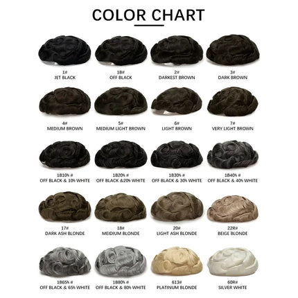 10x8inch Men's Toupee French Lace Hair System Indian Remy Hair Breathable Full Lace Hair Replacement Hairpiece