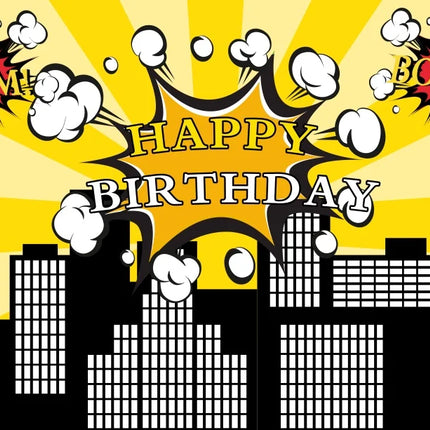 Superhero Baby Shower Birthday Backdrop City Building Super Hero Party Photography Background Photo Studio Custom Name Banner