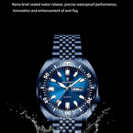 POEDAGAR Top Business Men Watch Date Week Waterproof Luminous Fashion Man Wristwatch Stainless Steel Casual Quartz Men's Watches